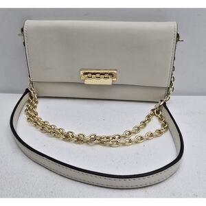 Zac Posen Earthette Convertible Crossbody Clutch Cream Color Leather